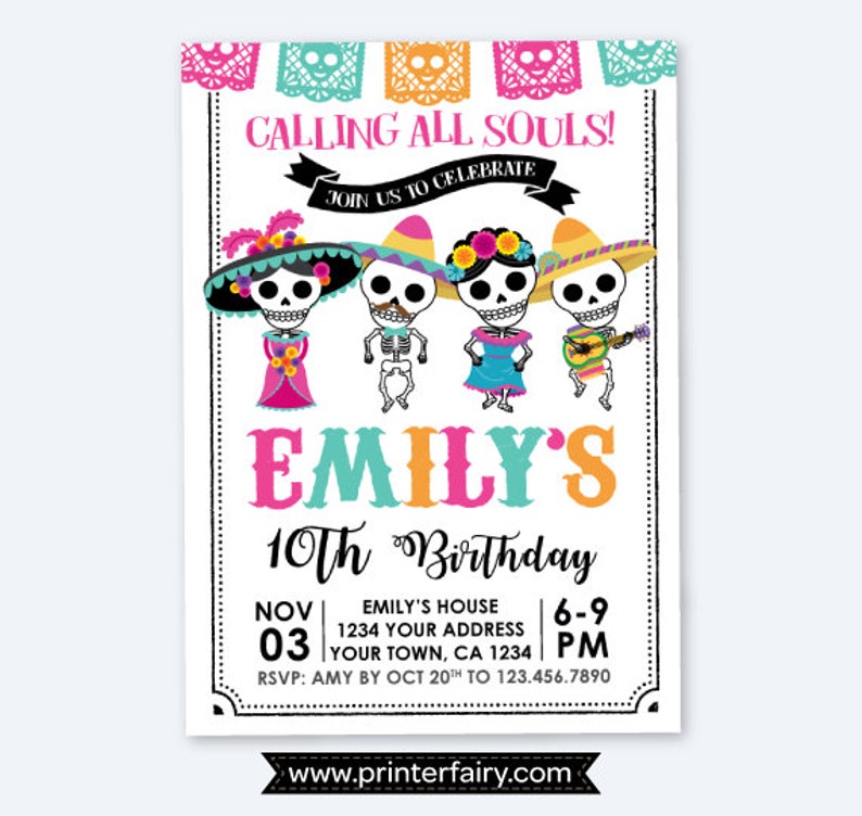 day-of-the-dead-birthday-invitation-dia-de-los-muertos-party-etsy