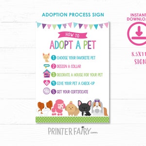 Puppy adoption party, Puppy Birthday Party, Pet Adoption Party, Puppy printables, Digital files, 3 signs, Instant download image 2