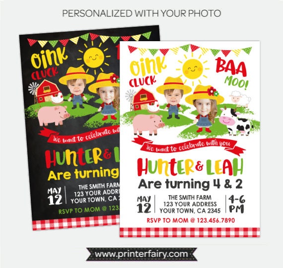 Painting Party Siblings Invitation with Photos Paint Party Invites Art Joint Birthday Party Personalized Digital Printable Invitations