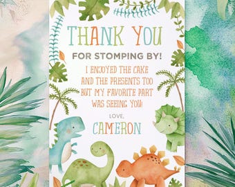 Dinosaur Thank You Cards, EDITABLE, Dinosaur Birthday Party, Dinosaur Thank You Notes, EDIT YOURSELF Digital, Instant Download