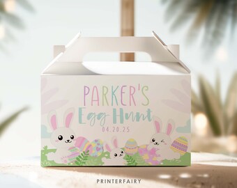 Easter Party Gable Box Label, Easter Editable Label, Easter Egg Hunt, Easter Gift Tag, Bunny Printable Label, Instant Download