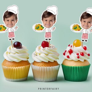 Italian Party Photo Cupcake Toppers, Editable Birthday Stickers (Digital) image 2