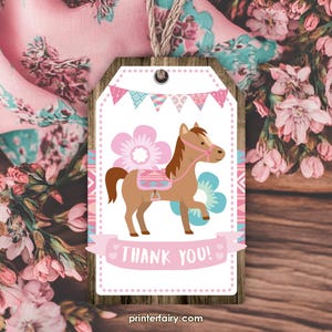 Pony Printable Favor Tags, Cowgirl Birthday Party Thank You Tags ready to Download and Print, Instant Download