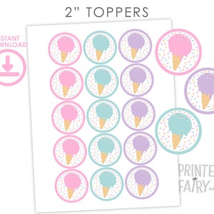 Eis Topper, Eis Etiketten, Eis Geburtstag Dekorationen, Eis Party, druckbare Aufkleber, Instant Download