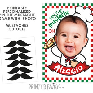 Pin the Mustache Game, Pizza Birthday Party, Pizza Party Decorations ...