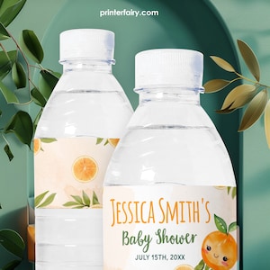 Orange Baby Shower Water Bottle Label, Editable Template, Orange Juice Label, Baby Shower Bottle Label, Orange Baby Sprinkle Bottle Label