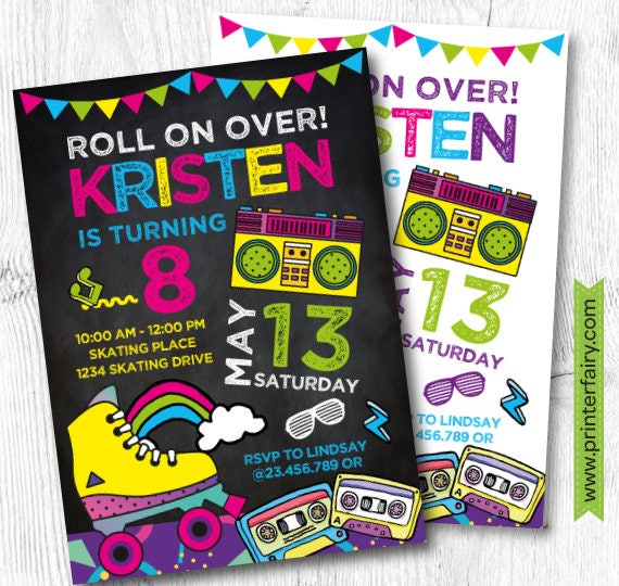 roller skating invitation roller skating party invitations 80s