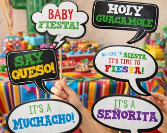 Fiesta Baby Shower Photo Booth Props, Printable INSTANT DOWNLOAD