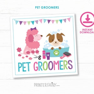 Pet Groomers, Pet Id, Name tags, Pack of 3 printables, Digital files, Instant download image 1