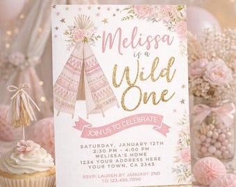 Wild One 1st Birthday Invitation Editable Template, Instant Download