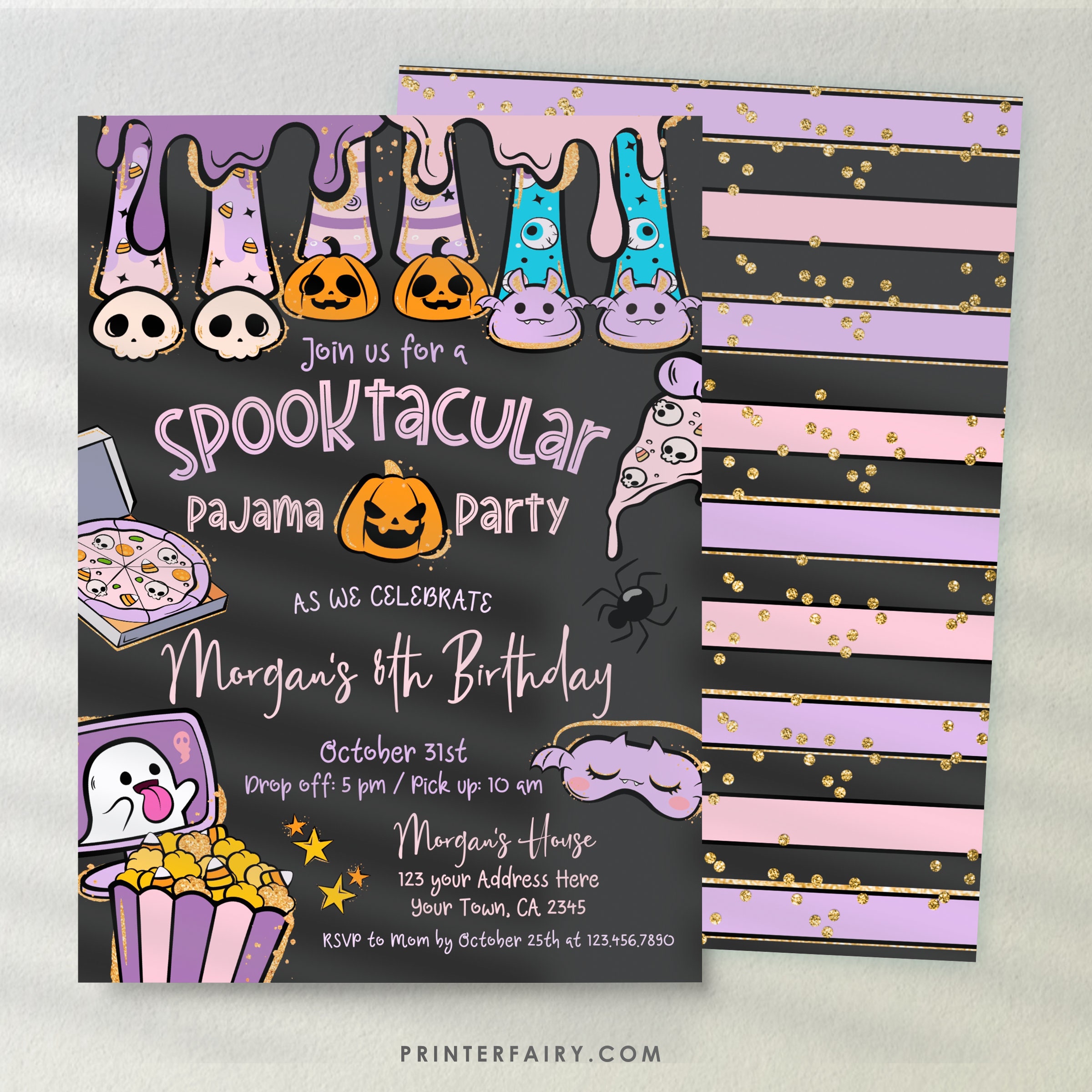 Halloween Spooktacular Pajama Party Editable Invitation Instant Download Etsy