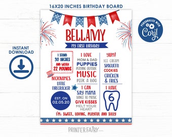 4th of July Milestones Board, Little Firecracker, Mr Independent, Miss Indepent Birthday Decorations, Independence Day, Instant Download