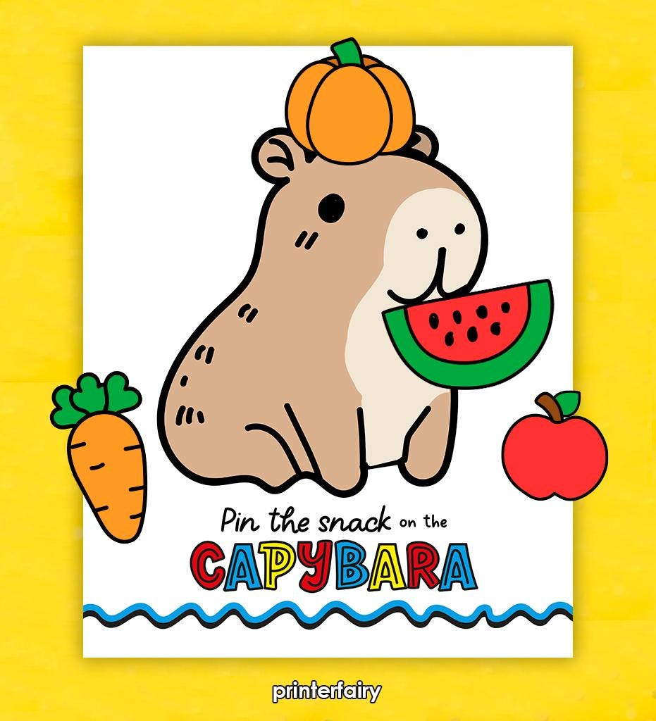 Capybara - Set di 98 regali di compleanno per bambini, con sacchetti regalo, matite colorate, braccialetti autoadesivi, timbri per ragazze e ragazzi, accessori per feste a tema