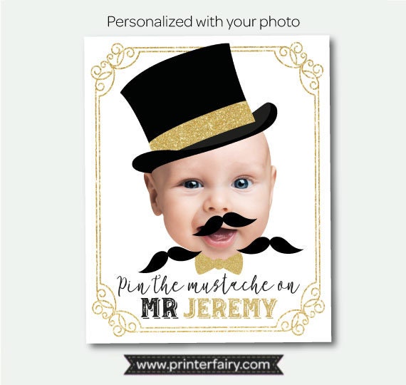 Pin the mustache game, Mr Onederful Birthday Party, Mr Onederful Games, White background Poster, DIGITAL Personalized item Il_570xn