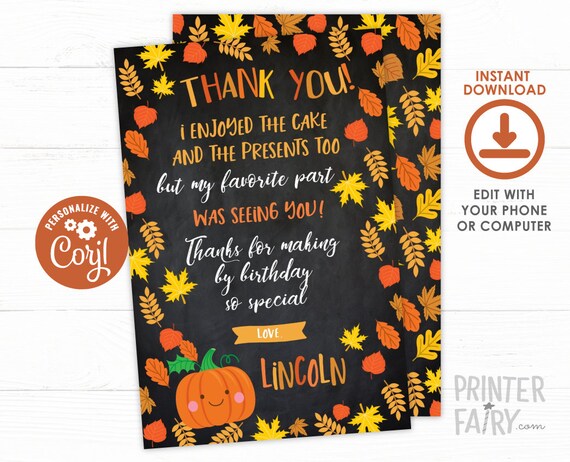 Little Pumpkin Thank You Cards, EDITABLE, Little Pumpkin Birthday Party, Thank You Notes, INSTANT DOWNLOAD Il_570xn