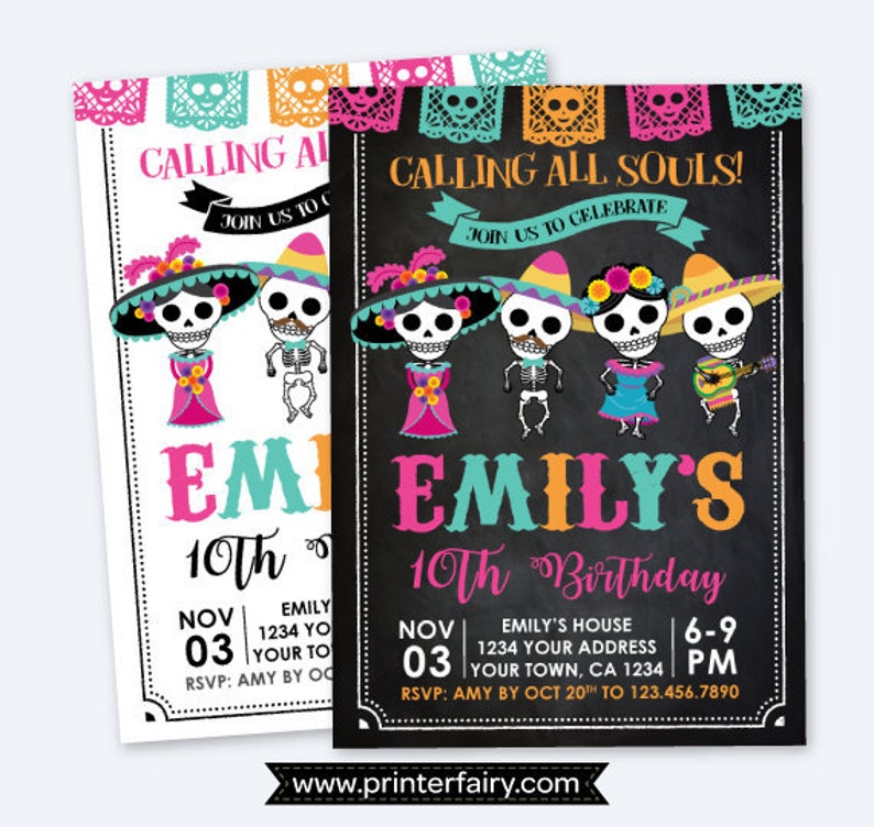 Day Of The Dead Birthday Invitation Dia De Los Muertos Party Etsy Day Of The Dead Birthday Invitation Dia De Los Muertos Party Etsy