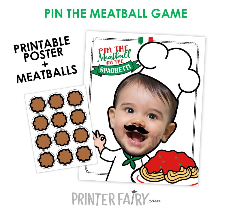 Pin the Meatball Game Spaghetti Birthday Party Pasta Party Etsy UK