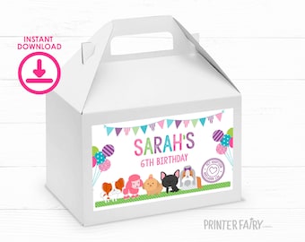 Puppies Adoption Party Box Labels, EDITABLE Gable Box Label, Pet Adoption Party, Pawty Birthday Decorations, INSTANT DOWNLOAD
