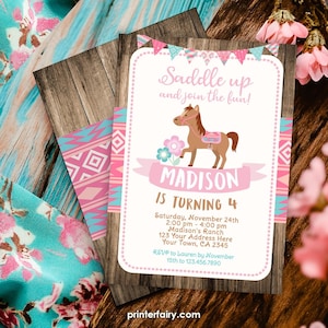 Cowgirl Invitation, Horse Birthday Invitation, EDITABLE, Pony Party, Outdoor Birthday, Digital Printable Invitation, Instant Download