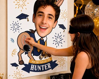 Custom Graduation Photo Game – Personalized Pin the Tail Party Activity (Digital Download)