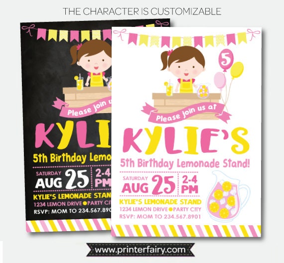 Lemonade Invitation Pink Lemonade Party Lemonade Stand Invitation