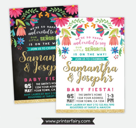 fiesta baby shower invitation, cinco de mayo baby shower, girl baby shower  invitation, personalized digital invite, 2 options
