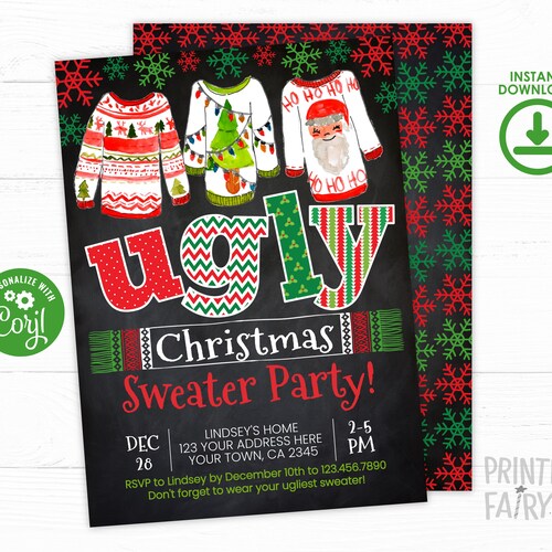 Ugly Sweater Christmas Party Invitation 