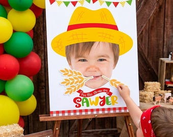 Personalized Farm Birthday Pin the Straw Game (Digital Download)