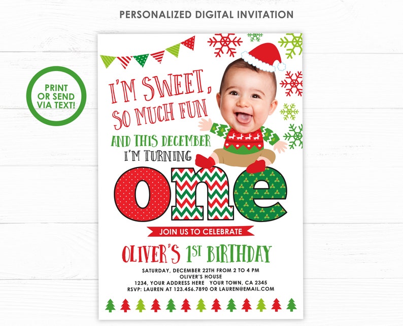 Ugly Sweater First Birthday Invitation Ugly Sweater Birthday Etsy