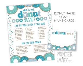 What is your Donut Name, Donut Birthday Party, Birthday Decorations, Donut Names, Donut Party game, INSTANT DOWNLOAD