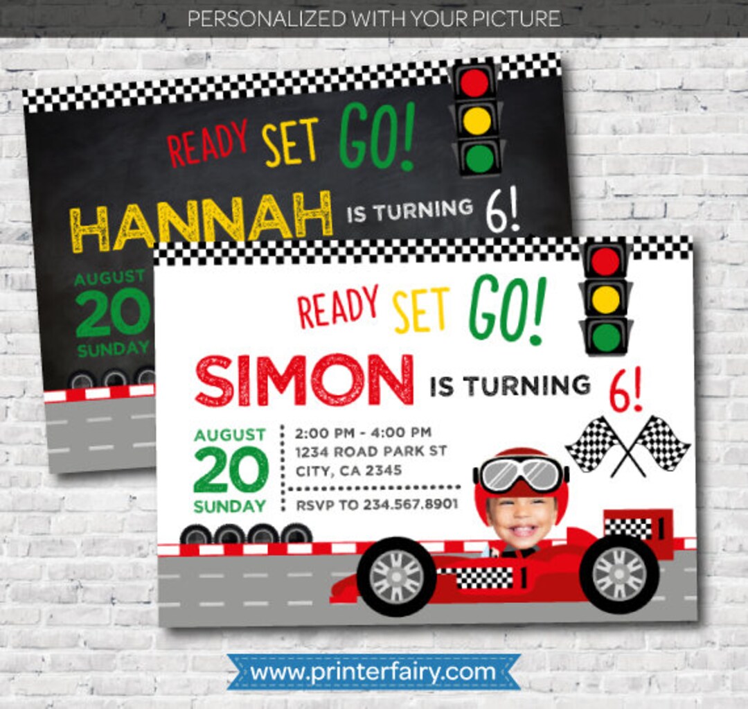 Racing Car Birthday Invitation With Photo, Racing Invitation, Race Car ...