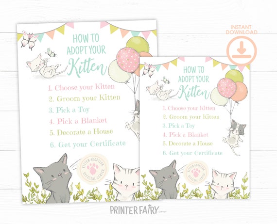 Kitty Cat Birthday Adoption Party, Kitten Garden Birthday, Cat