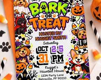 Dog Halloween Party Invitation, Instant Download
