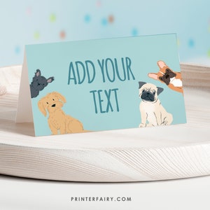 Puppy Adoption Birthday Food Tents, It&#39;s a Paw-ty! Pet Adoption Party, Dog Party Food Labels, Editable Puppy Dog Birthday Label, Lets Pawty!