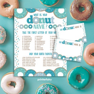 Donut Party Printable Game, What is your Donut Name, Donut Boy Bierthday Decorations, INSTANT DOWNLOAD