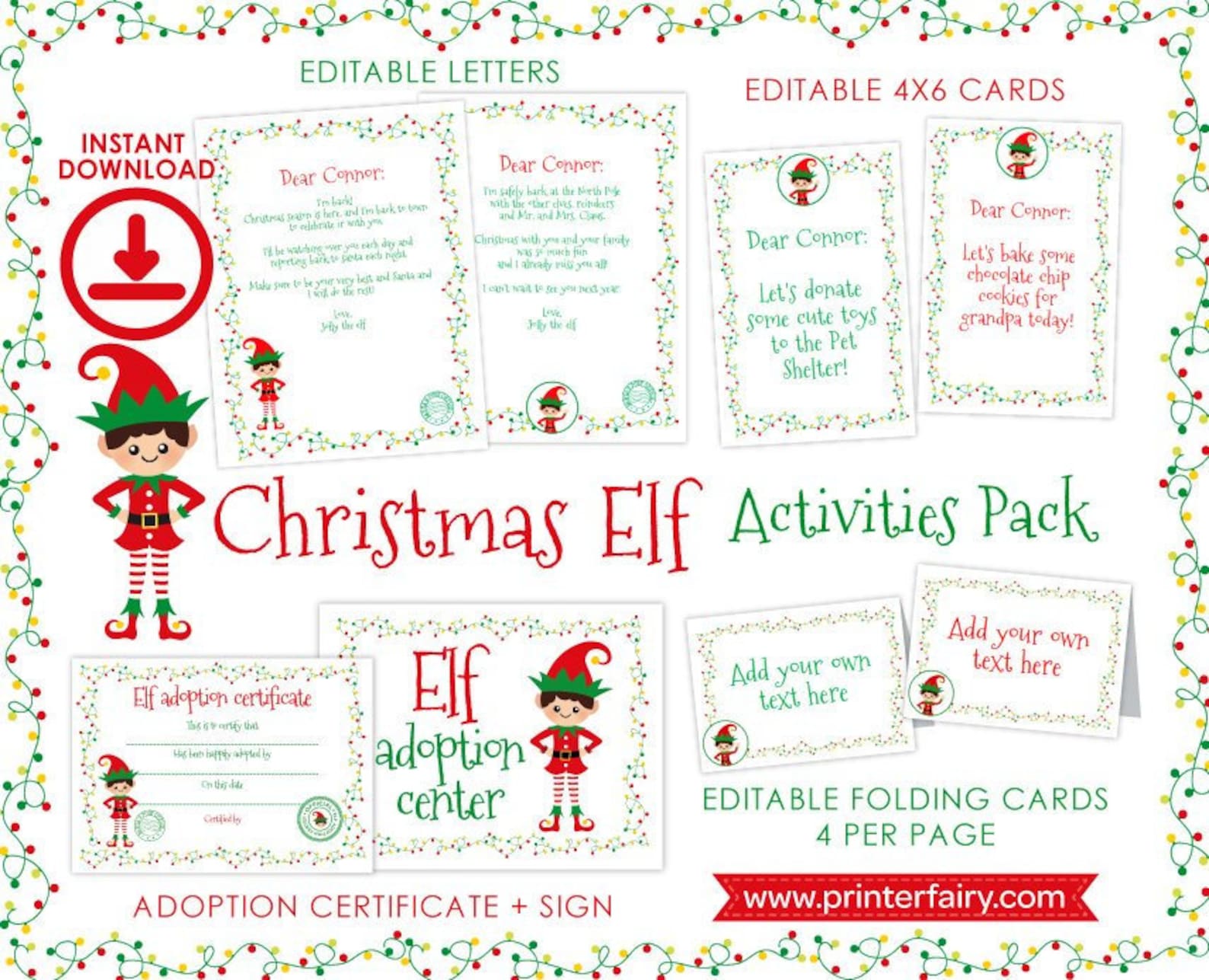 Christmas ELF Activities Elf Adoption Certificate Sign Etsy