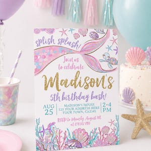 Mermaid Birthday Invitation Editable Template, Under the Sea Party (Digital Instant Download)
