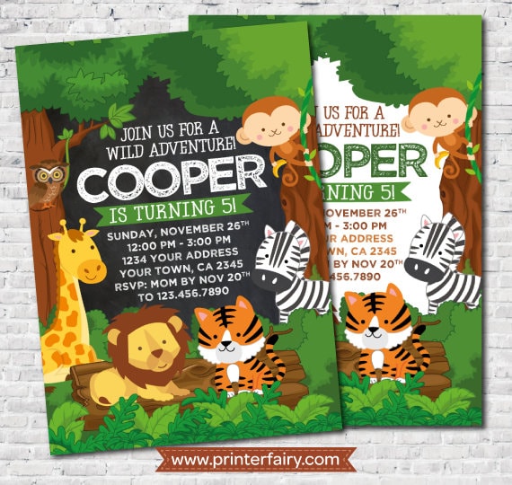 jungle invitation safari birthday invitation zoo birthday