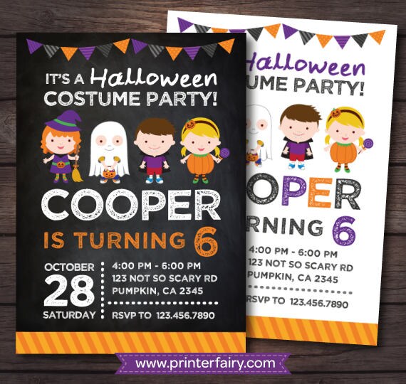 halloween birthday invitation costume party invitation halloween