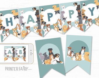 Puppy Adoption Birthday Banner, Pet Adoption Party, It's a Paw-ty!  Dog Party Banner, Editable Puppy Dog Birthday Banner, Lets Pawty Decors