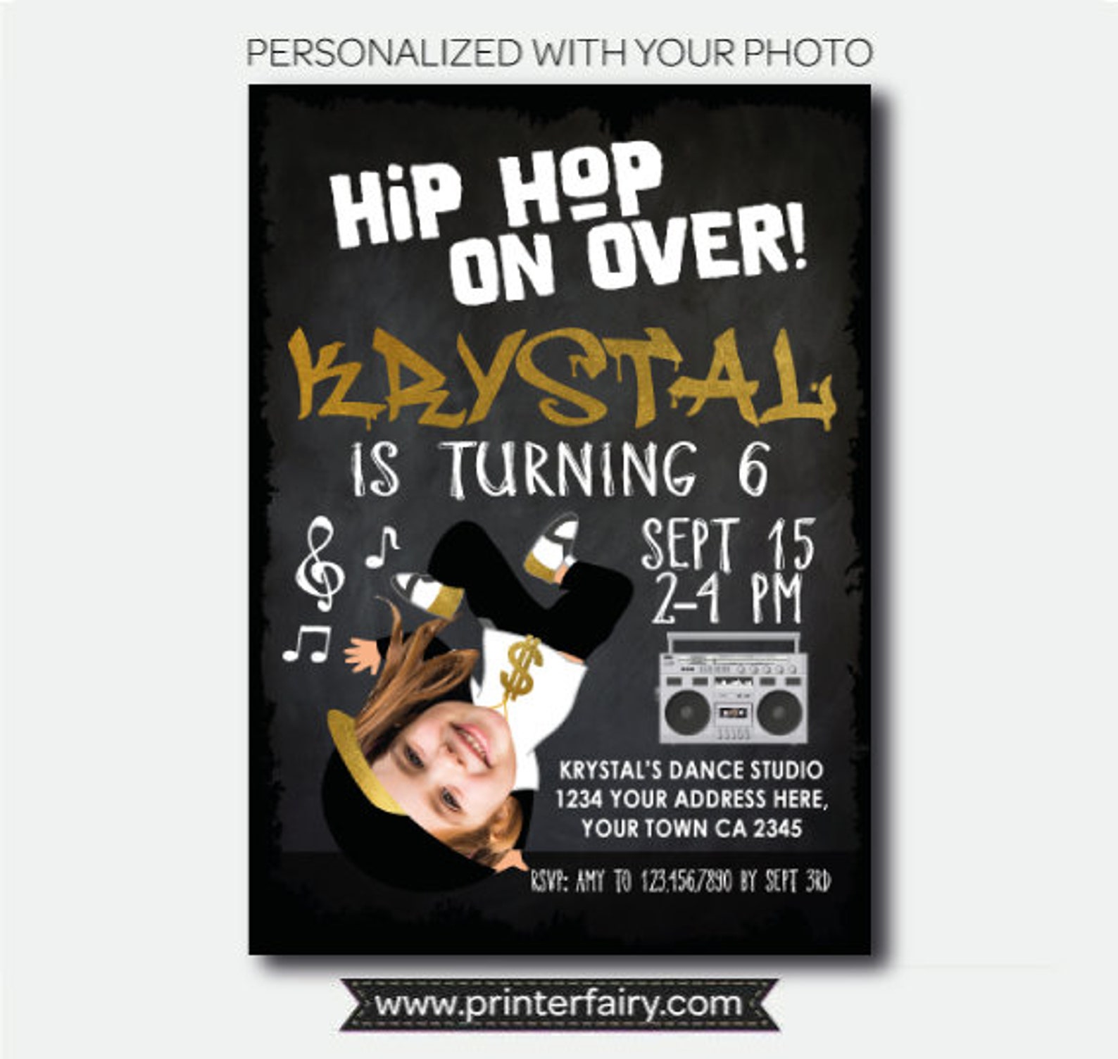 Hip Hop Invitation With Photo Dance Party Invitation Hip Hop - Etsy