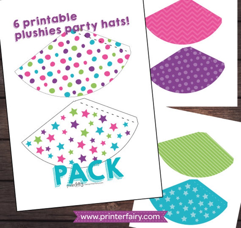 Mini-hats for plushies, Pet Adoption Party, Puppy party printables, Cat birthday printables, DIGITAL, Instant download image 1