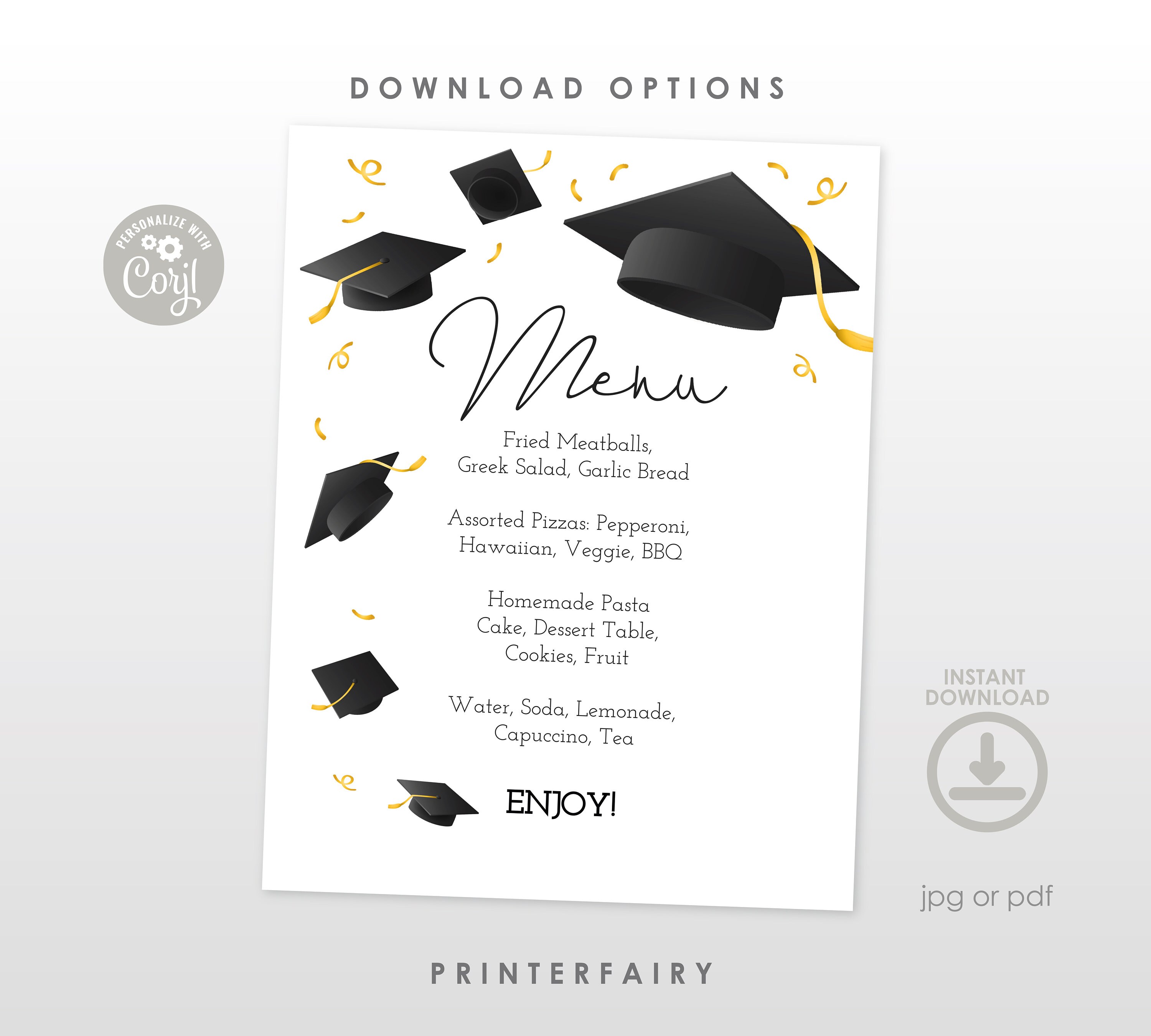 Menu Header For Graduation Graduation Party Menu, Editable Template, College Graduation Decor ...