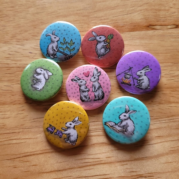 Rabbit pinback buttons (1 inch)