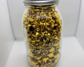 Quart Jar of Gold Paper Hearts