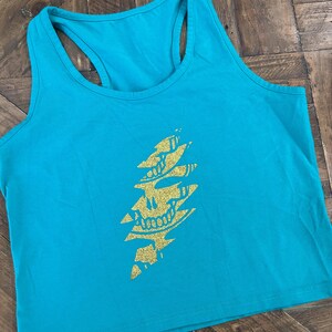 Stealie Crop Top Green With Sparkle