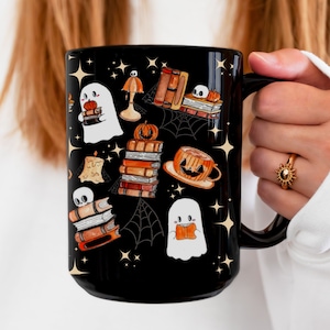 Reading Ghost Mug, Halloween Coffee Mug, Housewarming Gift, Bookish Ghost Gift, Spooky Vibes, Cute Halloween Mug, Fall Book Coffee Mug