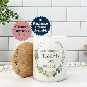 Personalized Memorial Candle Gift, Loss of Loved One, Sympathy Candle, Funeral Gift, Celebration of Life, In Memory of, Remembrance Candle