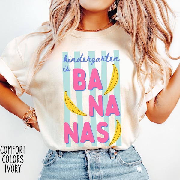 Chemise enseignante de maternelle drôle bananes, chemise dernier jour d'école, t-shirt pour la rentrée des classes, chemise de l'équipe de maternelle couleurs confort, cadeau enseignant