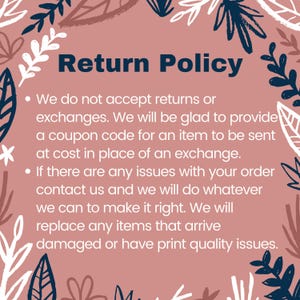 a return policy statement with instructions for handling returns and exchanges.